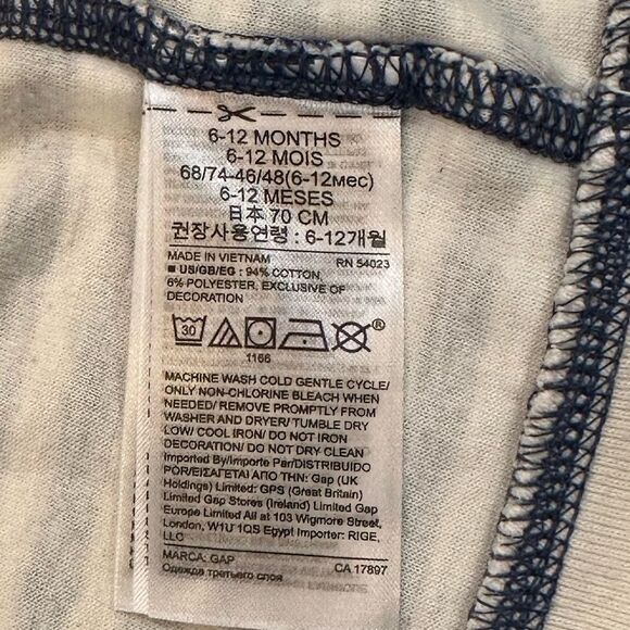 Baby Gap Boys Matching Navy Blue striped set : zip up hoodie & shorts 6-12 month - Picture 5 of 9